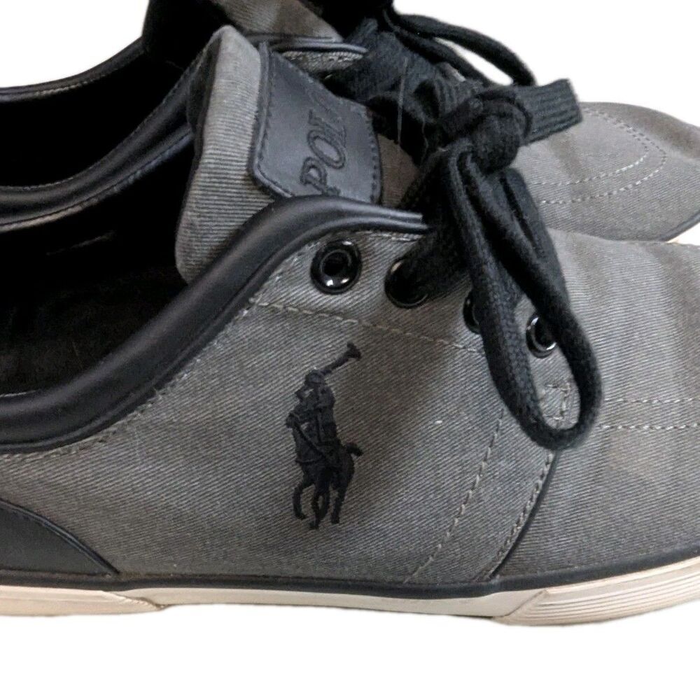 Polo Ralph Lauren Faxon Low Men's Gray Canvas Lace-Up Sneakers Size 10.5 D - Picture 7 of 12